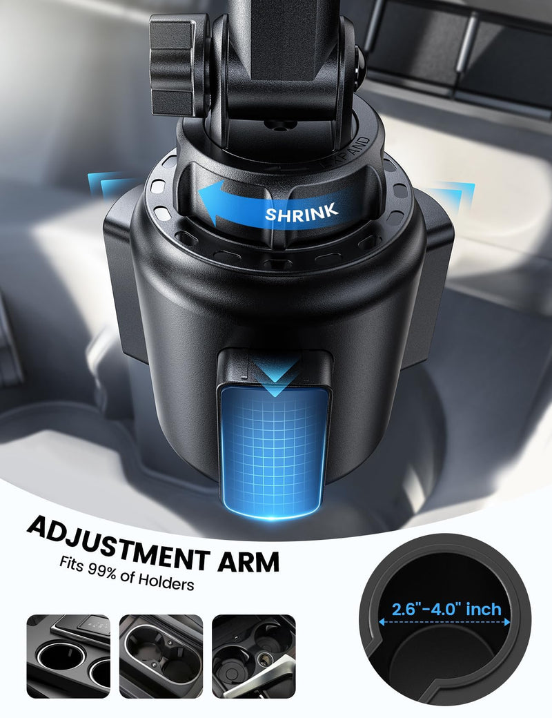 Cup Holder Phone Holder, [Easy Install] Adjustable Long Neck Cup Phone Holder for Car, [Sturdy & Durable] Universal Car Phone Holder for iPhone, Samsung, Google and All 4"-7" Smartphones Black -