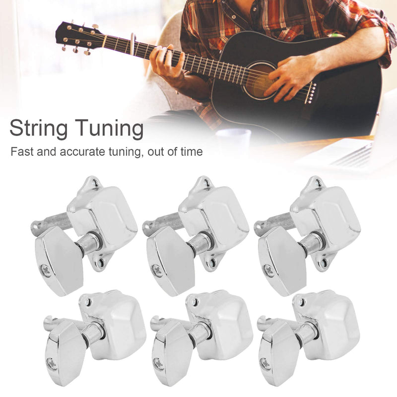 3 Left 3 Right Acoustic Guitar SemiClosed String Tuning Pegs Tuning Keys Machine Heads for Acoustic Guitar(Silver) Silver