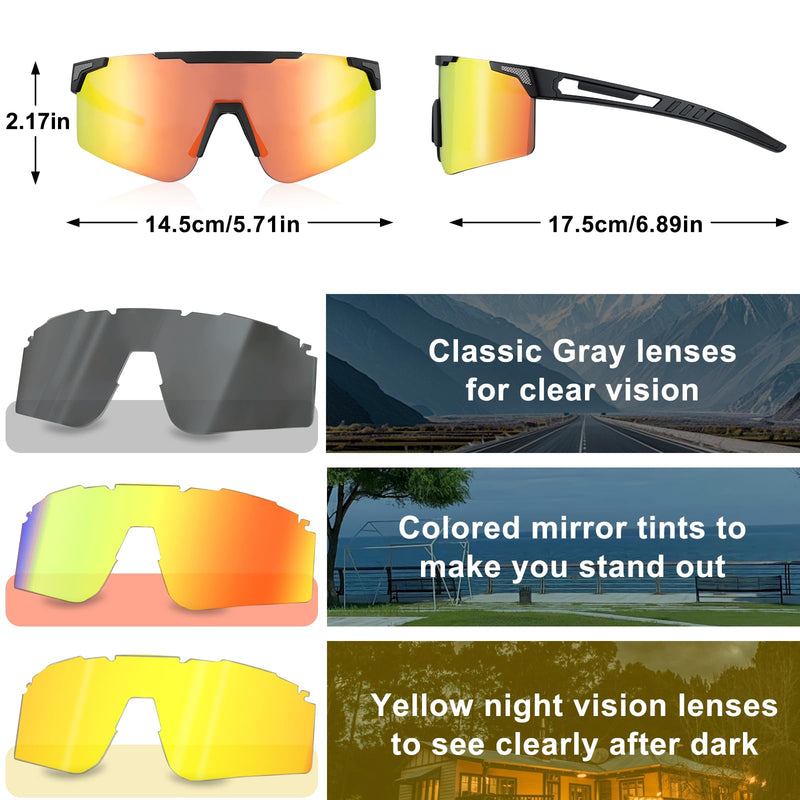 Sport Sunglasses for Men Women, Lightweight Cycling Sun Glasses with UV400 Protection for Cycling Running Fishing Driving
