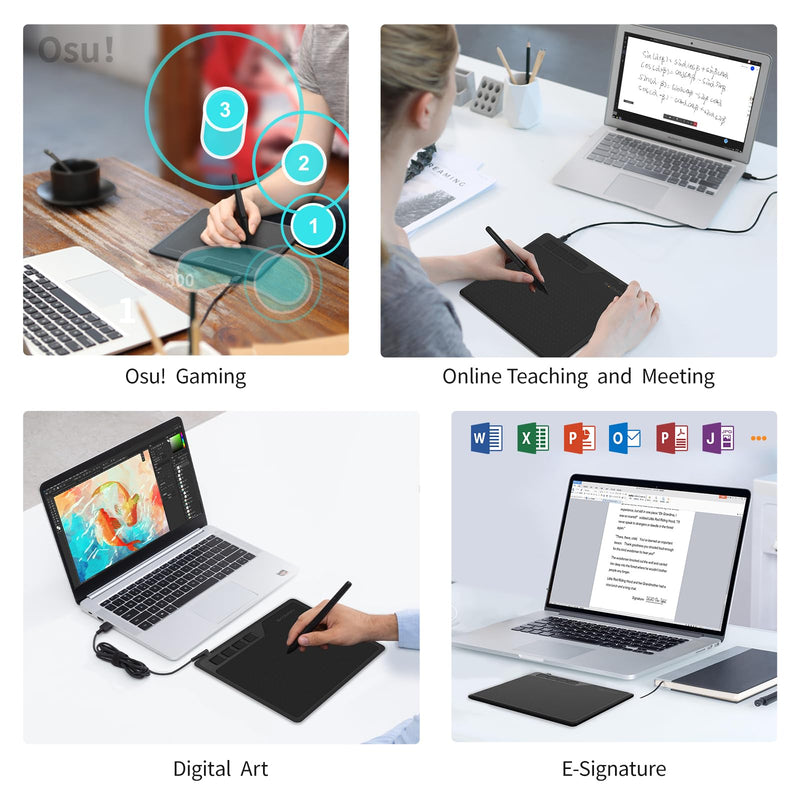 GAOMON S620 Graphics Drawing Tablet, 6.5x4, 8192 Pressure & 4 Hot Keys | Battery-Free Stylus, Ultra-Slim & Portable, for Beginners, Students & Creators in Digital Art, Note-Taking & OSU 6.5x4 Inch