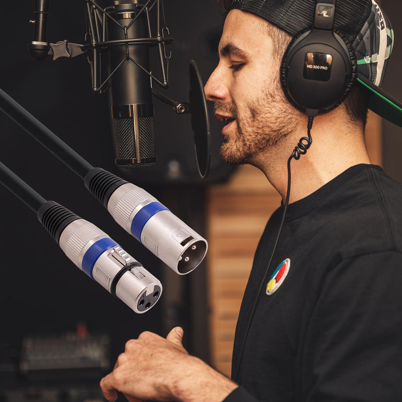 XLR Cables 25FT/8M 2 Packs, Preminum Heavy Duty Microphone Cable Male to Female Cables Zinc Alloy and 3 Pin Balanced Cable forMixer/Recording Studio/Speaker Systems