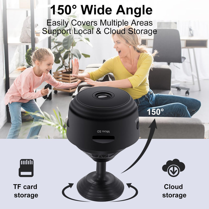 Hidden Camera - Spy Cameras - Nanny Cam - WiFi Wireless Cam - 1080P HD Small Camera with Motion Detection and Night Vision，Security Cameras for Home/Office/Baby Monitoring-A9 Black