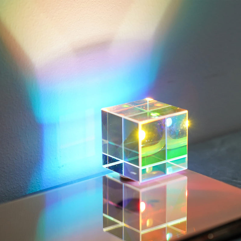 25mm Optical Glass X-Cube Prism RGB Dispersion Prism Physics and Decoration Light Spectrum Educational Model Photography Props 25mm