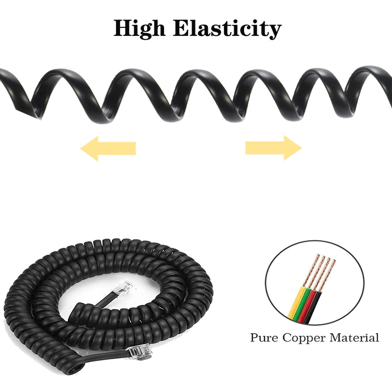 5 Pack Phone Cord Landline8Ft Uncoiled / 1.4Ft Coiled Landline Phone Handset Cable RJ9 4P4C Telephone Accessory- Black 5pack