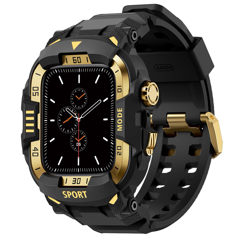 DABAOZA Rugged Case with Band Compatible with Apple Watch 44mm, for iWatch Series 6/5/4 & SE 3/2/1,Military Grade Shockproof Bumper and Men's Tactical Heavy Duty Strap