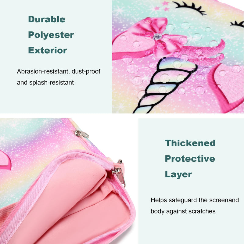 [AUSTRALIA] - Octsky Tablet Sleeve Bag Kids Tablet Carrying Sleeve Bag 12.5 Inch Tablet Protective Bag with Shoulder Strap, Soft Lining Unicorn Bow 