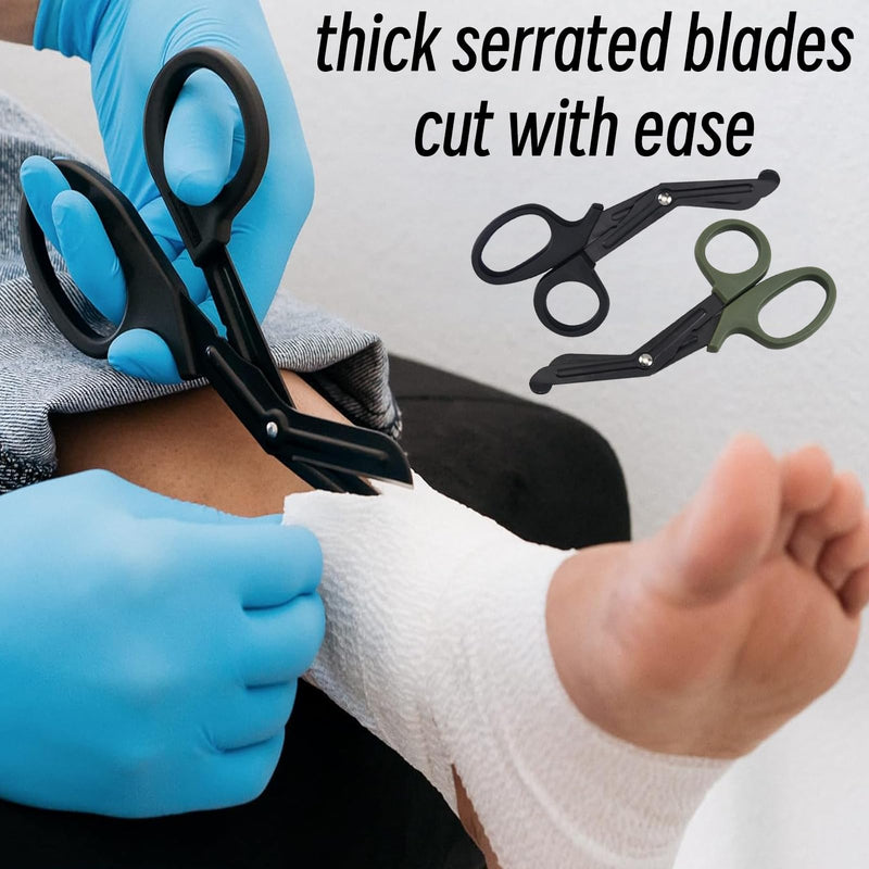 Pack of 2 Medical Bandage Scissors, Medical Scissors, Trauma Scissors, Bandage Scissors, 15 cm Bent Stealth for Nurses, Medical Students, Emergency Room (Black and Green)
