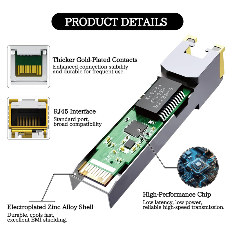 10GBASE-T SFP+ Copper 80m RJ45 Transceiver - 2.5G/5G/10G SFP+ to RJ45 Module, MSA Compliant Copper SFP+ Transceiver for Cisco D-Link Mikrotik Netgear Ubiquiti and More 10GBase-T-10G-80M