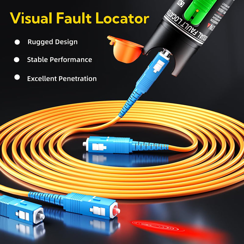 Visual Fault Locator,30-50KM Fiber Optic Cable Tester Meter, VFL Red Light Pen Light Source Testers(Black) 30-50KM VFL