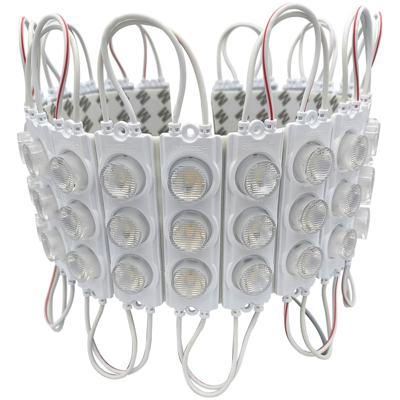 VIMLED 12 V LED Module for Edge Irradiation - 20 Pieces of 3 W / 240 lm in Warm White - IP67 Waterproof SMD LED Injection Modules as Backlight in Advertising Technology