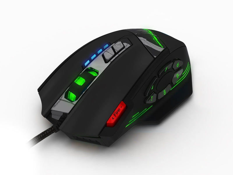 12 Programmable Buttons C12 Gaming Mouse, AFUNTA Laser Double-Speed Adjustment 8000DPI Mice Support 4 Level Switch