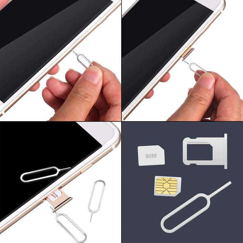 Tatuo 300 Pack Sim Card Tray Eject Pin Ejector Removal Tool Compatible with iPhone X, 8 Plus, 8, 7 Plus, All Other iPhone Models, iPads, iPods, Samsung Galaxy Note/S/Edge/J Series, HTC Phone Models