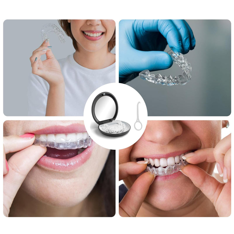 [AUSTRALIA] - Funngy Braces Box, Denture Container, Orthodontic Retainer Case, Denture Box with Mirror and Aligner Removal Tool, Portable Storage Box for Bite Splint, Crunch Splint 