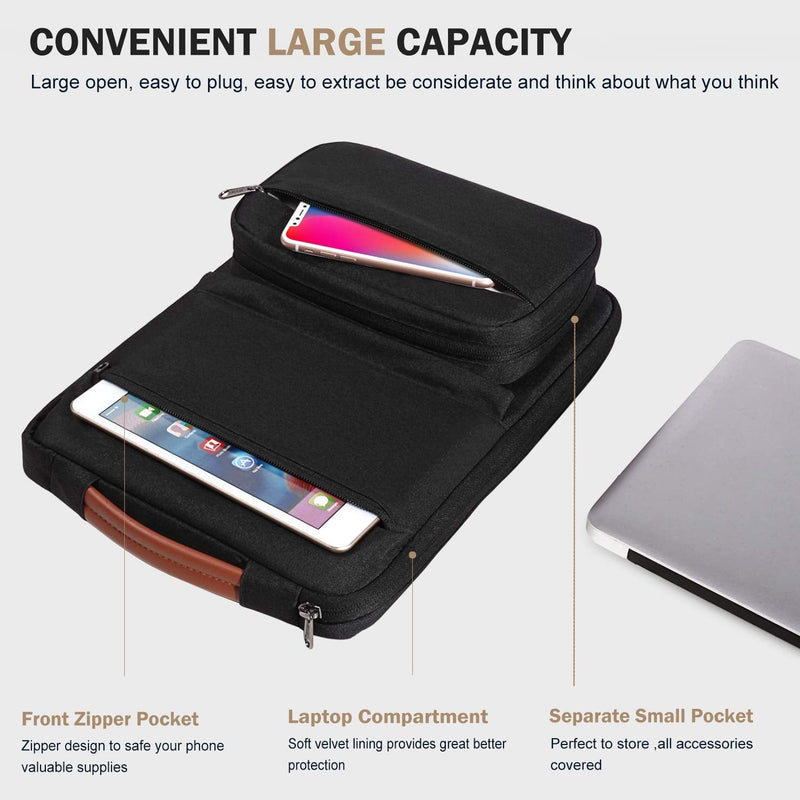 Voova Laptop Sleeve Case 15.6 Inch Compatible with MacBook Pro 15, New MacBook Pro 16 M1 Pro/Max, 15-16" Microsoft Hp Lenovo Dell Acer Asus, 2 in 1 Waterproof Computer Bag with Detachable Pouch, Black 15-16 Inch (15.7 x 11.8 x 1.2 in)