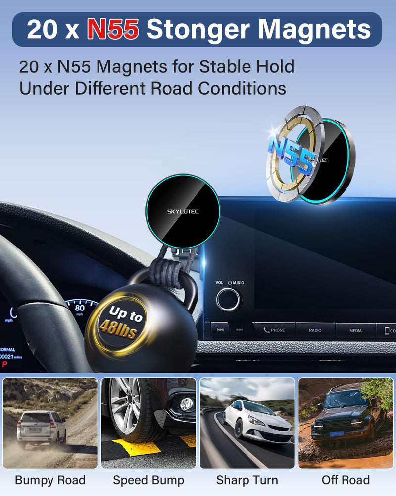 SKYLOTEC Magnetic Charger Phone Mount for BMW 4 Series 2021-2023 | 15W Magsafe Charger for 3 Series 2019-2022/2 Series 2022-2024, 10.25-inch Screen Cradles Magnets for iPhone Samsung