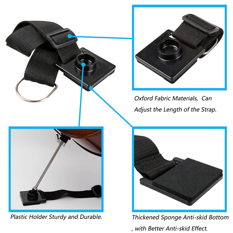 5 Pcs Cello Endpin Anchor Stopper Include Cello Adjustable Strap Rest Cello Endpin Non Slip Stand Holder 3 Pcs Rubber Tip Floor Protector for Cello Bass Performance Accessories