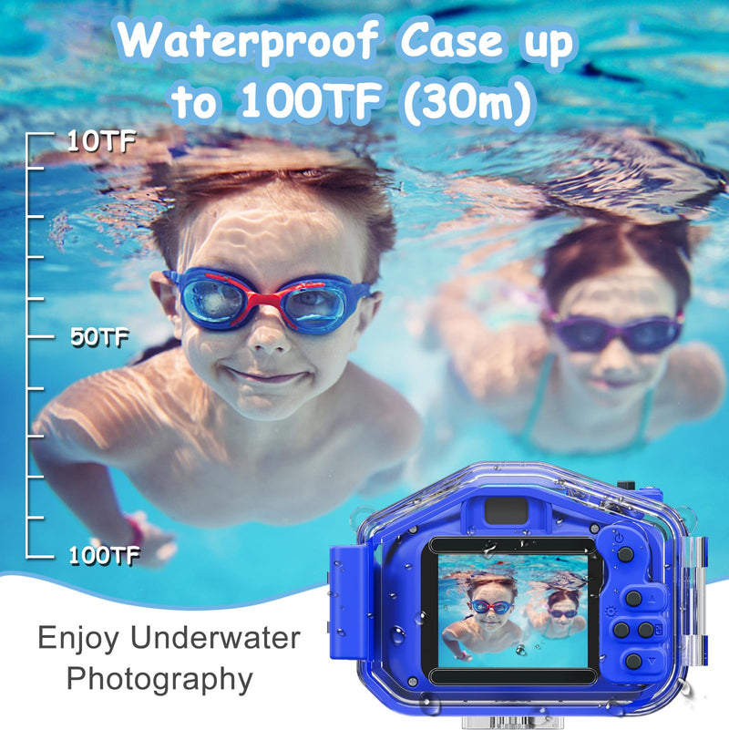 Agoigo Kids Waterproof Camera Toys for 3-9 Year Old Boys Girls Christmas Birthday Gifts HD Children's Digital Action Camera 2 Inch Screen with 32GB Card (Dark Blue) Dark Blue