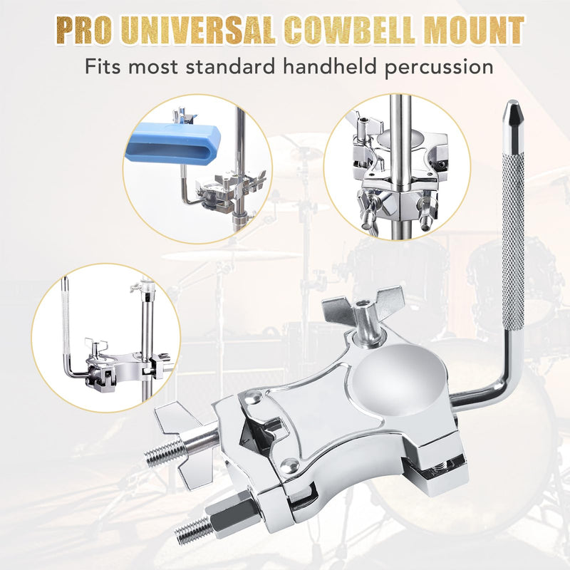[AUSTRALIA] - L-Rod Cowbells Cymbal Clamp, Heavy-Duty Cowbell Mount Percussion Holder Extension Arm Clip, 360°Rotation Universal Mount for Cowbells, Jam Blocks & Handheld Percussion Instrument Accessories L-Rod Clamp 