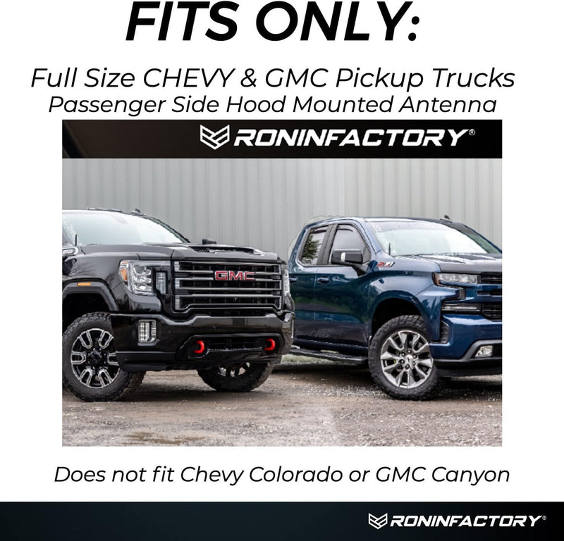 RONIN FACTORY Bullet Antenna Chevy Silverado & GMC Sierra Trucks - 50 Cal Truck Antenna Accessories - Carwash Safe - Short Replacement Antenna for Truck TuffLock Antenna Chevy & GMC - Standard