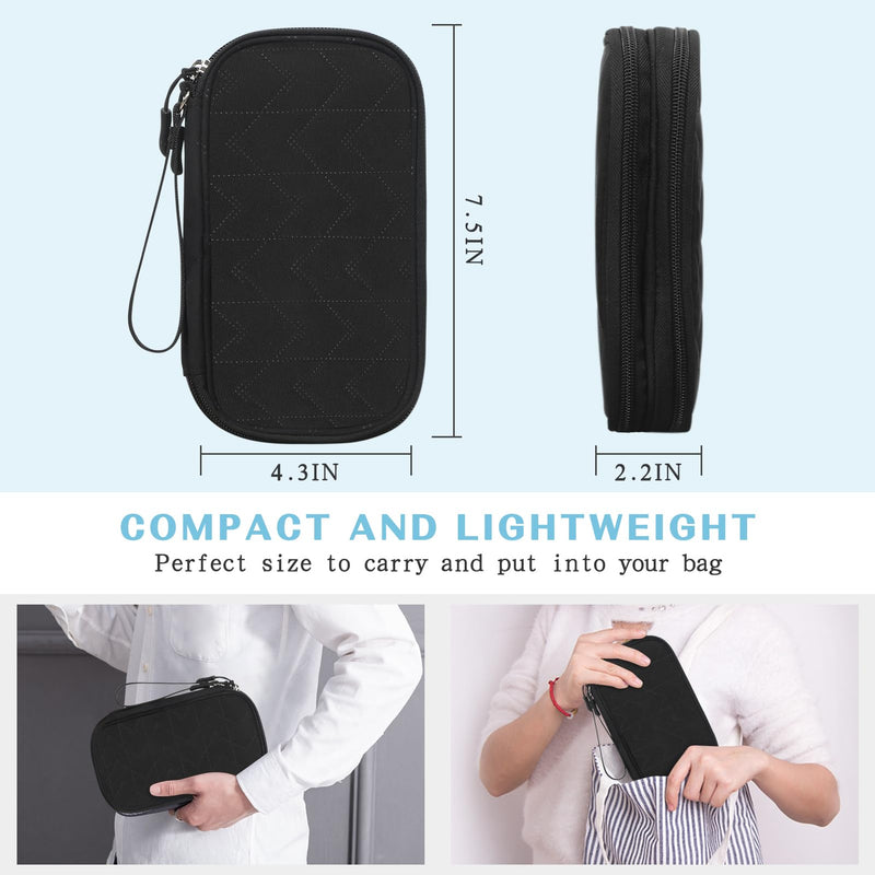 FYY Travel Organizer Pouch Electronic Accessories Carry Case Portable Waterproof Double Layers All-in-One Storage Bag for Cable, Cord, Charger, Phone, Pattern Black Small Black-Pattern