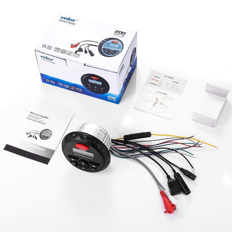 Waterproof Bluetooth Marine Stereo Receiver with MP3 Player AM FM Radio and USB for Streaming Music on Boats Golf Carts ATV UTV and Spa Hot Tubs Silver