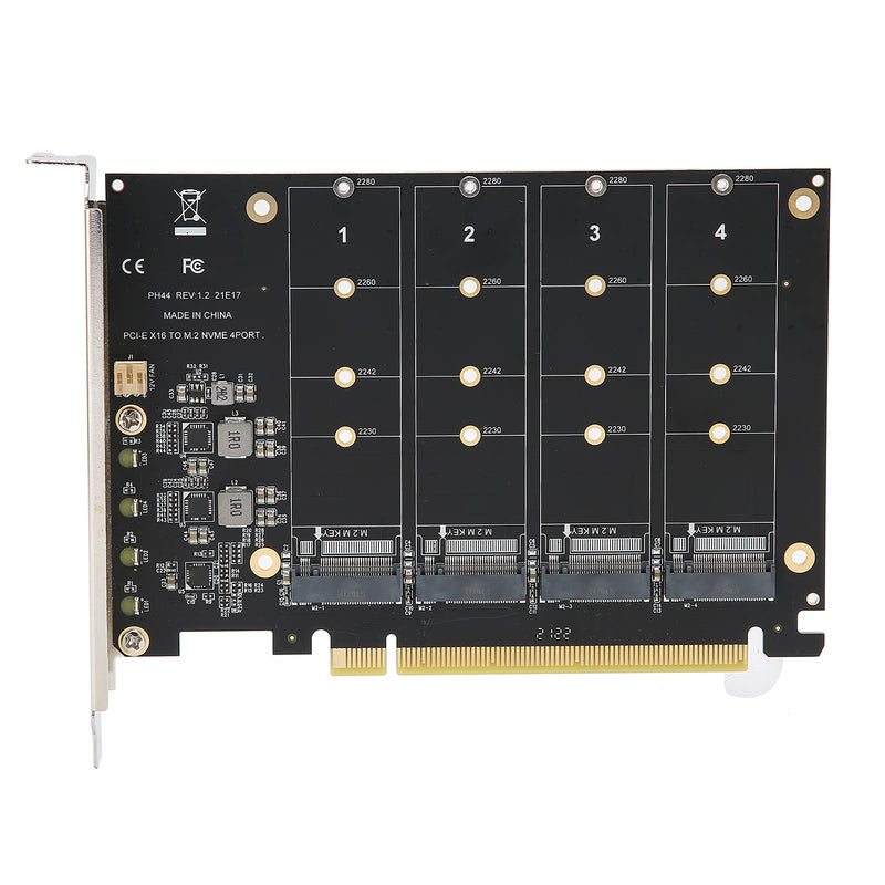 Quad M.2 NVME SSD to PCI-E 4.0 X16 Adapter, High Speed 4x32Gbps Soft Raid Card with Individual LED Indicator Support 2230 2242 2260 2280 (ph44)