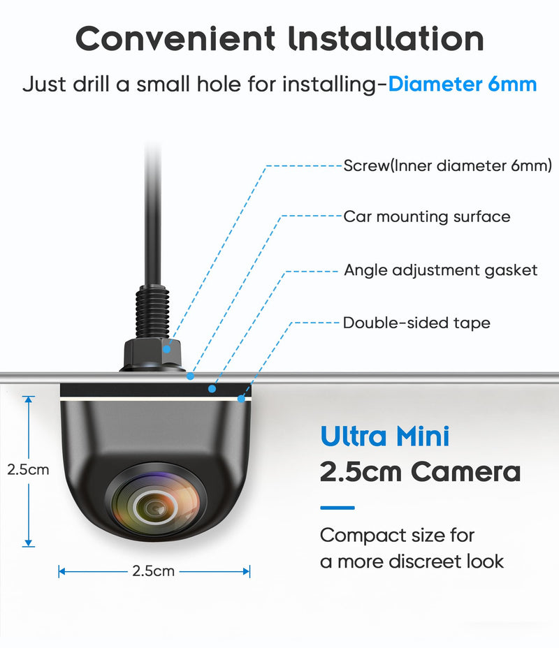 PixelMan AS-2 Back Up Camera - Rear View Backup Camera for Car and Truck | AHD 1080P Mini Reverse Camera, 170° Wide Angle, Night & Day Crystal-Clear Vision, IP69 Waterproof Metal Housing