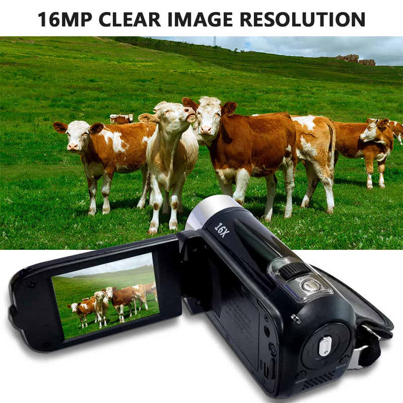Andoer Portable 1080P High Definition Digital Video Camera DV Camcorder 16MP 2.7 Inch LCD Screen 16X Digital Zoom Built-in Battery Red