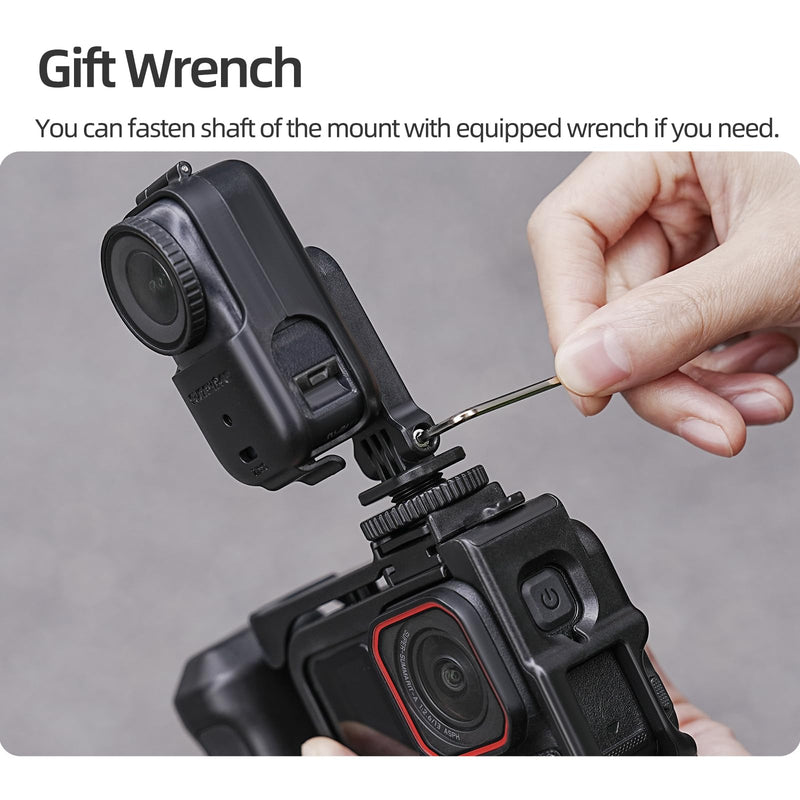 Foldable Cold Shoe Adapter Mount for DJI OSMO Nano, 360 Degree Rotatable 180 Degree Tiltable OSMO Nano Holder for Cage Frame/DSL Camera, Horizontal-to-Vertical Shooting