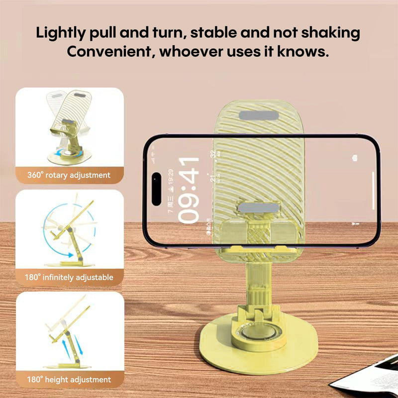 Foldable Desktop Phone Holder, Phone Holder on Desk Compatible with iPhone15, 14, 13 Pro Max Mini, Suitable for 3.5-12.9 inch Phones and Tablet Computer. (Yellow) Yellow