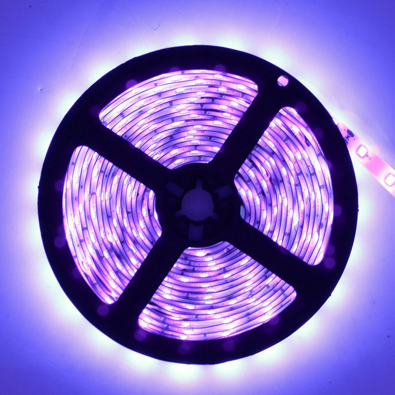 YGS-Tech Super Bright 60 Watts UV Black Light LED Strip, 16.4FT/5M 3528 300LEDs 395nm-405nm Waterproof IP65 Blacklight Night Fishing implicitly Party with 12V 5A Power Supply 60Watts