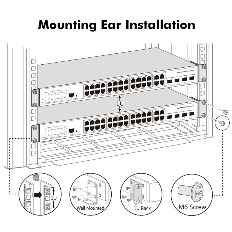 [AUSTRALIA] - MokerLink Rack Mount Kit for 17.3 inch Wide Switches, Adjustable Hole Distance, Universal Kit, Compatible for Most Cisco, NETGEAR, Dell, D-Link, Linksys, HP, TRENDnet, Buffalo Tech Products 