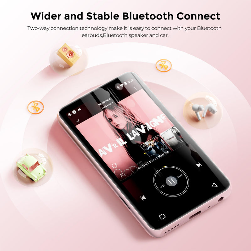 [AUSTRALIA] - 160GB MP3 Player with Bluetooth and WiFi, innioasis Music Player with Spotify,Pandora,Amazon Music,4" Touch Screen Android MP4 MP3 Player for Kids with Libby,Audible,Spotify Kids (White+Pink) Pink+White 