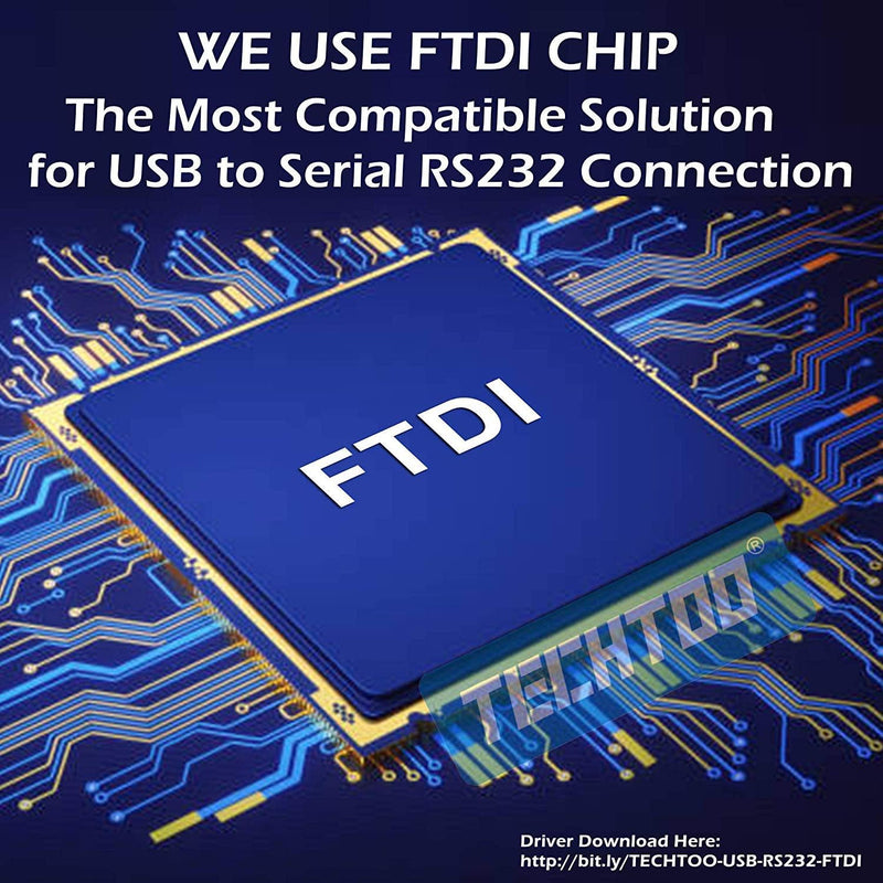TECHTOO 4 Port Professional FTDI CHIP USB to RS232 Serial Cable DB9 Serial Adapter Converter 9-Pin Male to Male with Hexnuts (W/Hexnuts, 4 RS232 Port) W/Hexnuts