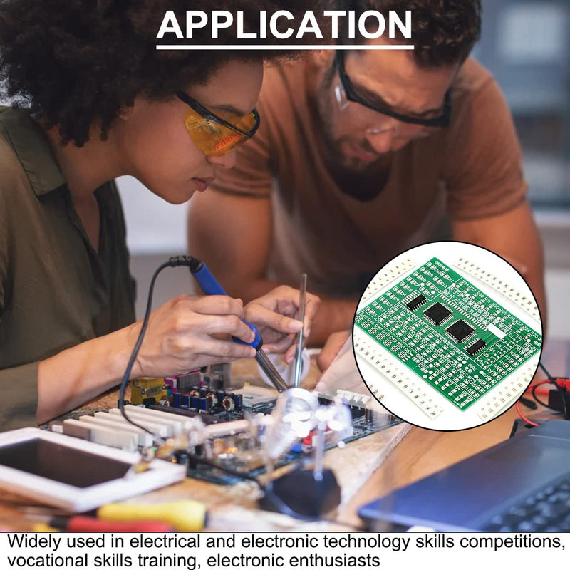 DAOKAI DIY practice board soldering, SMD SMT element welding exercise board, circuit board components, 77 SMD components, 8 categories with tweezers, for experiments Green display dot matrix module