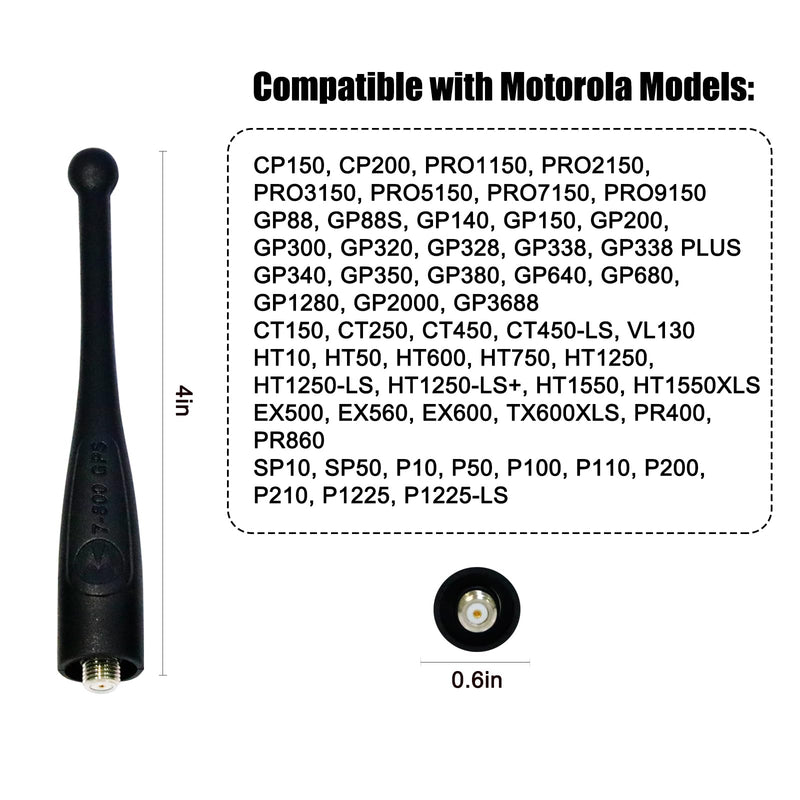 6Pack NAR6595A Stubby Antenna Compatible with Motorola APX & DP Series Radios - 4-Inch Short Antenna with GPS, Compatible with APX6000, APX7000, APX4000, DP3400, DP4400, DP4600