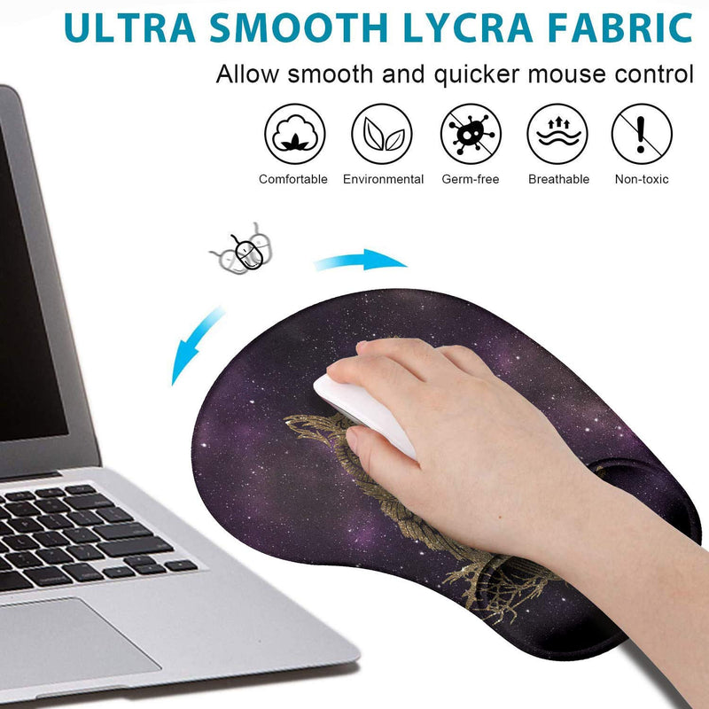 2 Pack Gaming Mouse Pad and Coaster, Ergonomic Mouse Pad with Wrist Support Gel, Non-Slip PU Base, Easy Typing Pain Relief Effect, Suitable for Office and Home (Starry Owl) Starry Owl
