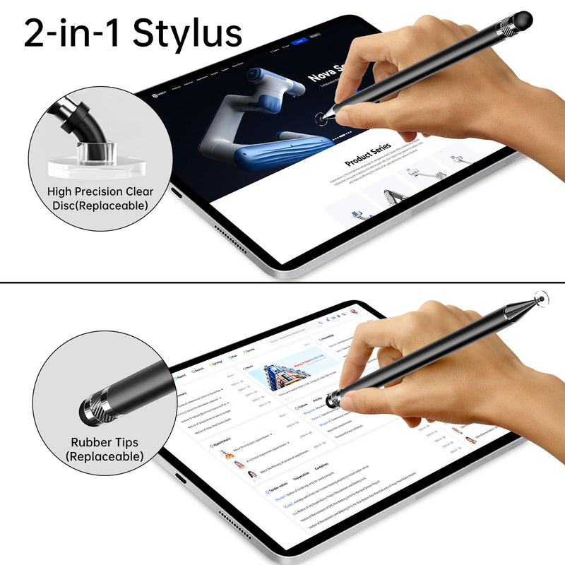 Stylus (5 Pcs), 2-in-1 Stylus Pen for Touch Screen, High Precision and Sensitivity, Suitable for iPhone/ipad/Android Tablets, Compatible with All Touch Screens (Black/White/Blue/Rose Gold/Silver) Silver/Blue/Rose Gold/White/Black