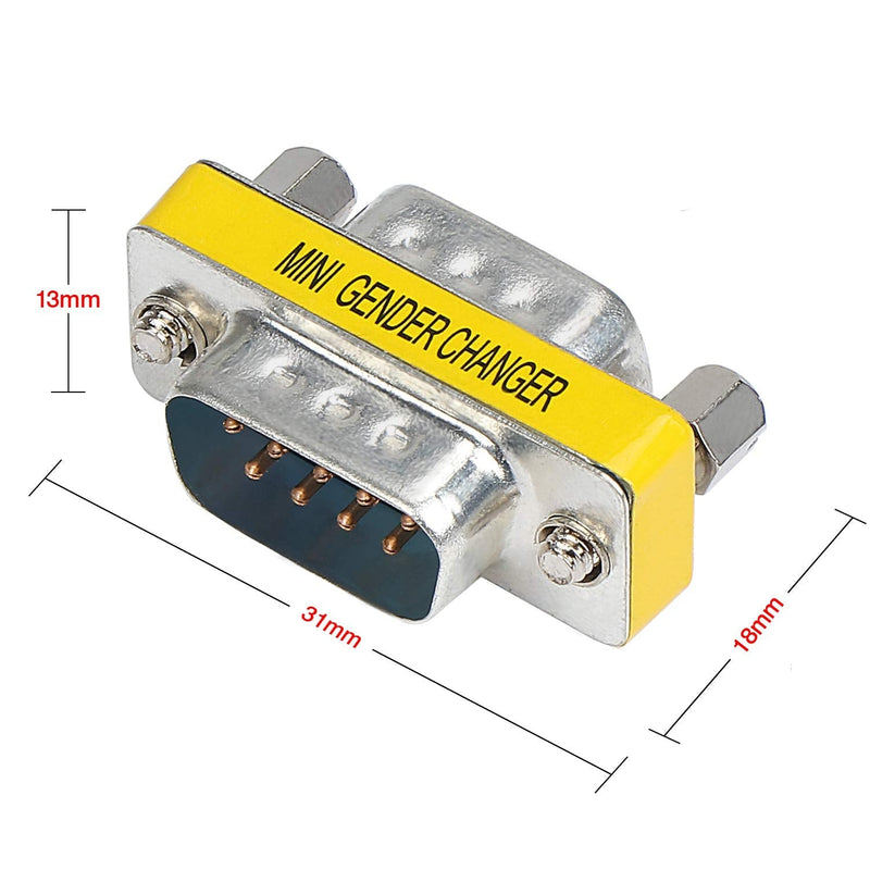 abcGoodefg 9 Pin RS-232 DB9 Male to Male Female to Female Serial Cable Gender Changer Coupler Adapter (10 Pack, DB9 Male to Male) 10 PACK