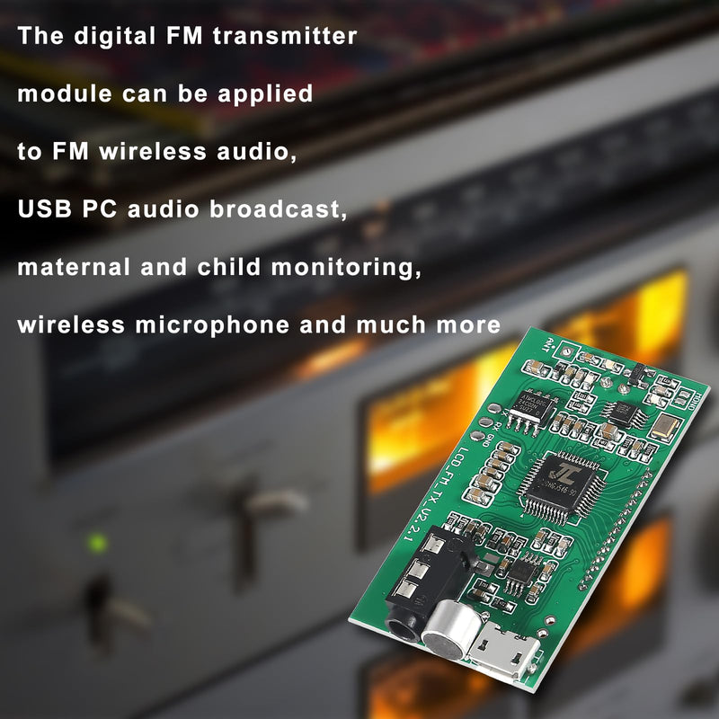 [AUSTRALIA] - 2pcs DC 3V-5V FM Transmitter Module Stereo FM Transmitter DSP PLL 87-108MHz Stereo Digital Wireless Microphone Board Multi-Function Frequency Modulation with LCD Display Line/USB/Mic Input Pushbutton Edition 