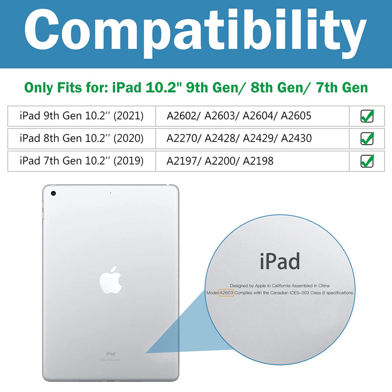 2 Pack Screen Protector for iPad 10.2 9th 2021/ 8th 2020/ 7th 2019, Tempered Glass Film for A2602/A2603/ A2270/A2428/ A2197/A2198/A2201 -Clear 2 Pack