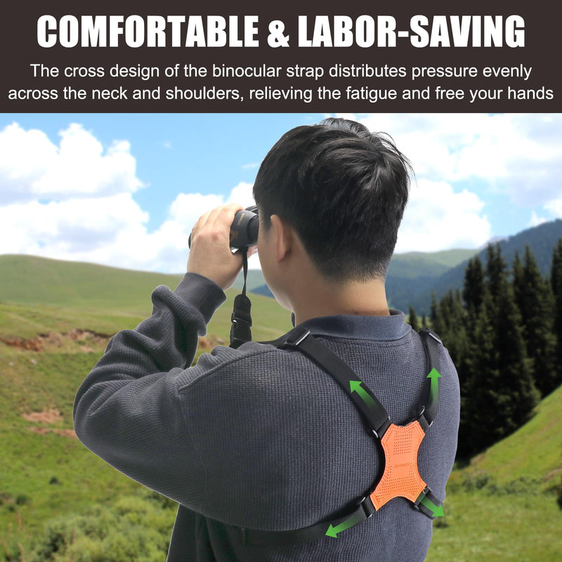 HUNTPAL Binocular Harness Strap for Hunting and Birding Wacthing, X-shaped Decompression Cross Body, Fit for Rangefinder Orange