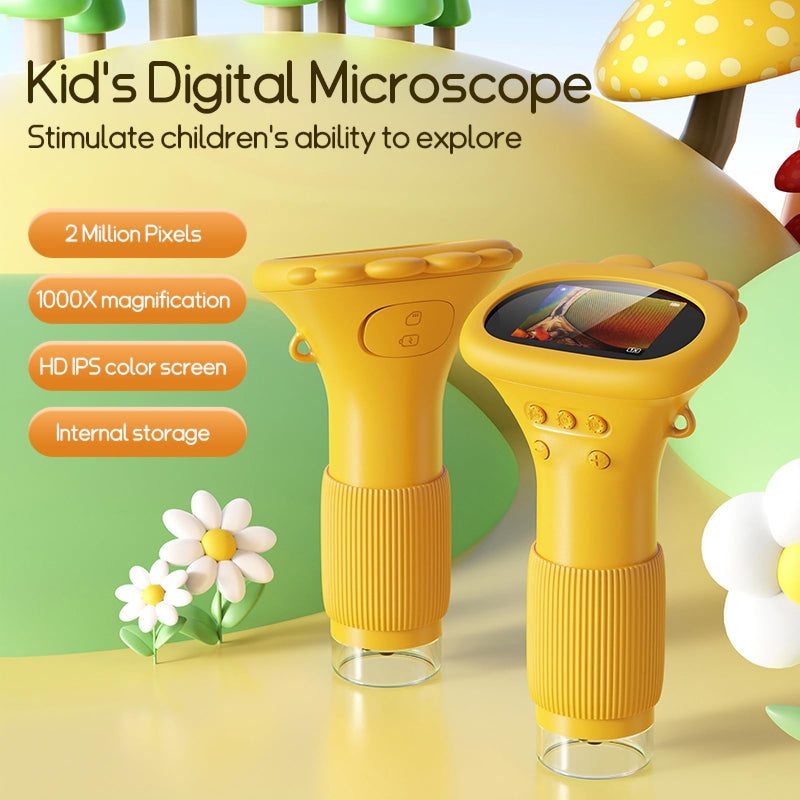 WINWEND Kids Microscope Pocket Microscope -1000X Portable Microscope for Kid | Photo and Video Mini Microscopes | 2'' Digital Little Scientist Microscopes for 3-10 Age Years Old Boys Girls Toys Gifts Orange