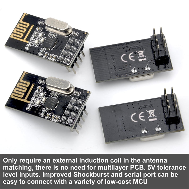 HENGBIRD 4 Pcs nRF24L01 + Wireless Transceiver Module NRF24L01 + 2.4G Wireless Transceiver Radio Transceiver Module RF PI ARM Model Wireless 200M Communication Module Upgrade