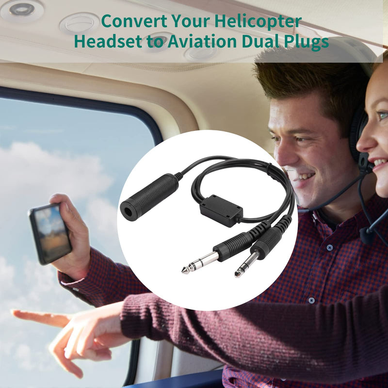 Mugast U 174 Headset Adapter,Portable Headphone Adapter Cable for Helicopter to General Aviation Dual Plugs -
