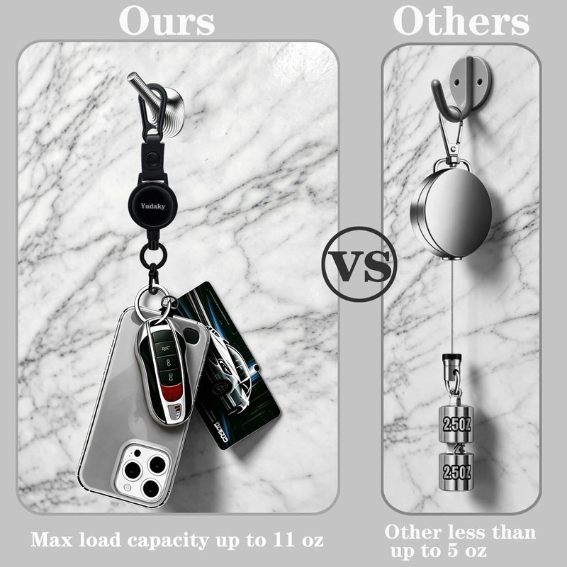 Anti-Theft Phone Strap, Retractable Steel Line Phone Lanyard with Tether Tab for Phone Black