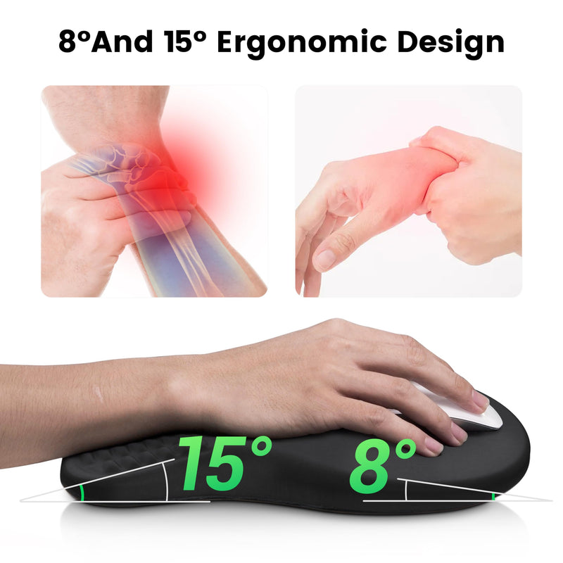 MEKASS Ergonomic Mouse Pad and Keyboard Wrist Rest Set, Super Soft Memory Foam Desk Wrist Support for Computer Keyboard, Non-Slip Arm Palm Rests Cushion for Typing Gaming Office Laptop Mac (Black) Black