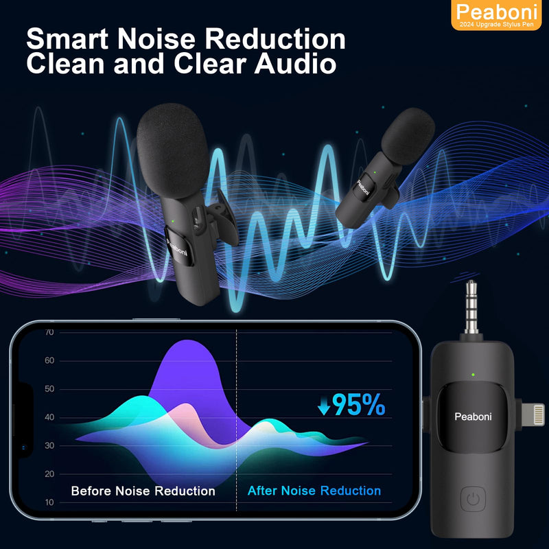 [AUSTRALIA] - Wireless Lavalier Microphone 3in1 mini Lapel Microphones for iPhone iPad Android Camera USB-C with Noise Reduction Recording Clip Mic for Creator Interview TikTok Vlog Live Streaming (Black/3in1) Black/3in1 
