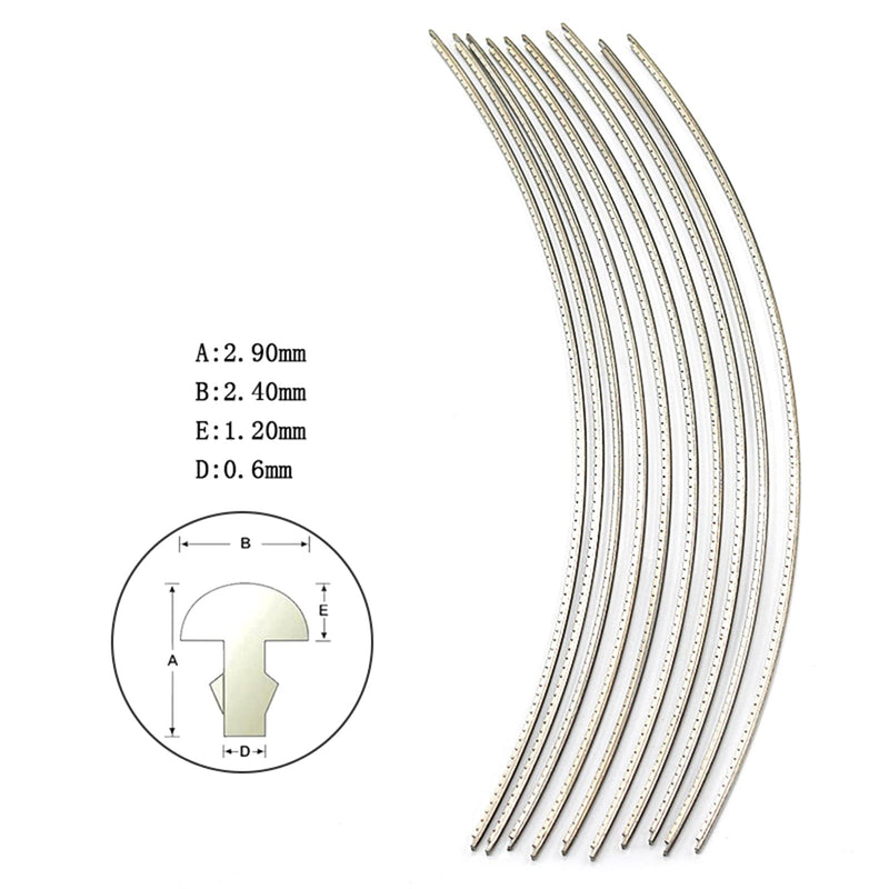 Guitar Fret Wires Stainless Steel 2.4mm 260mm Length Fret Wire Set Guitar Fingerboard Guitar Parts Accessory Replacement, for Bass Electric Guitar Classical Acoustic Guitar, 10pcs Stainless Steel 10PCS 2.4mm