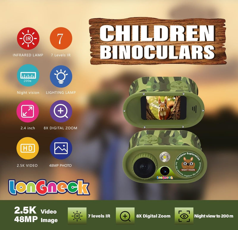 [AUSTRALIA] - Day and Night Vision Binoculars for Kids, Toddler IR Googles,Birthday Gifts for Toddler Boys 6-12 Years, Digital Night Vision Goggles for Kids, Binoculars 8-12 Years 